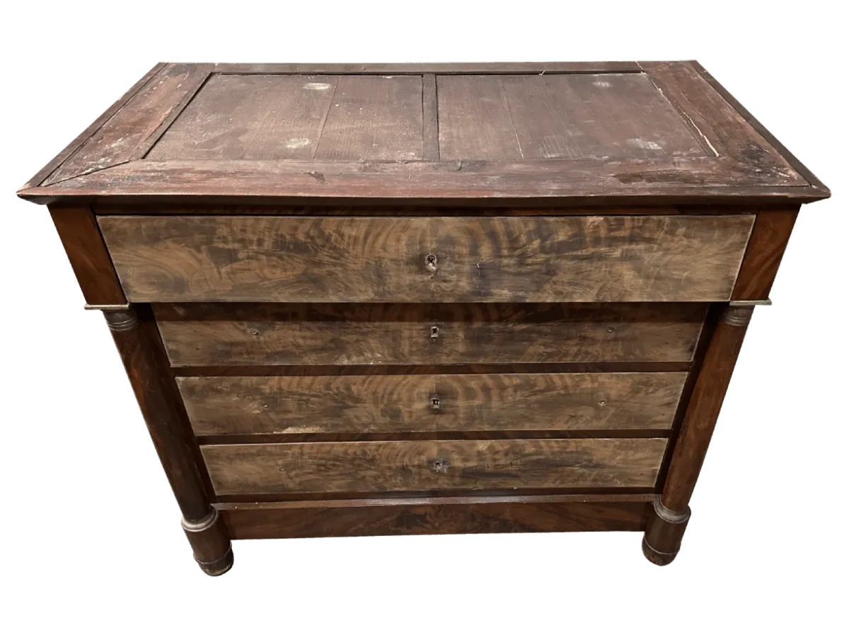 Avant restauration. Commode Empire Avant restauration. Restauration à Paris - Vincennes d'une commode Empire