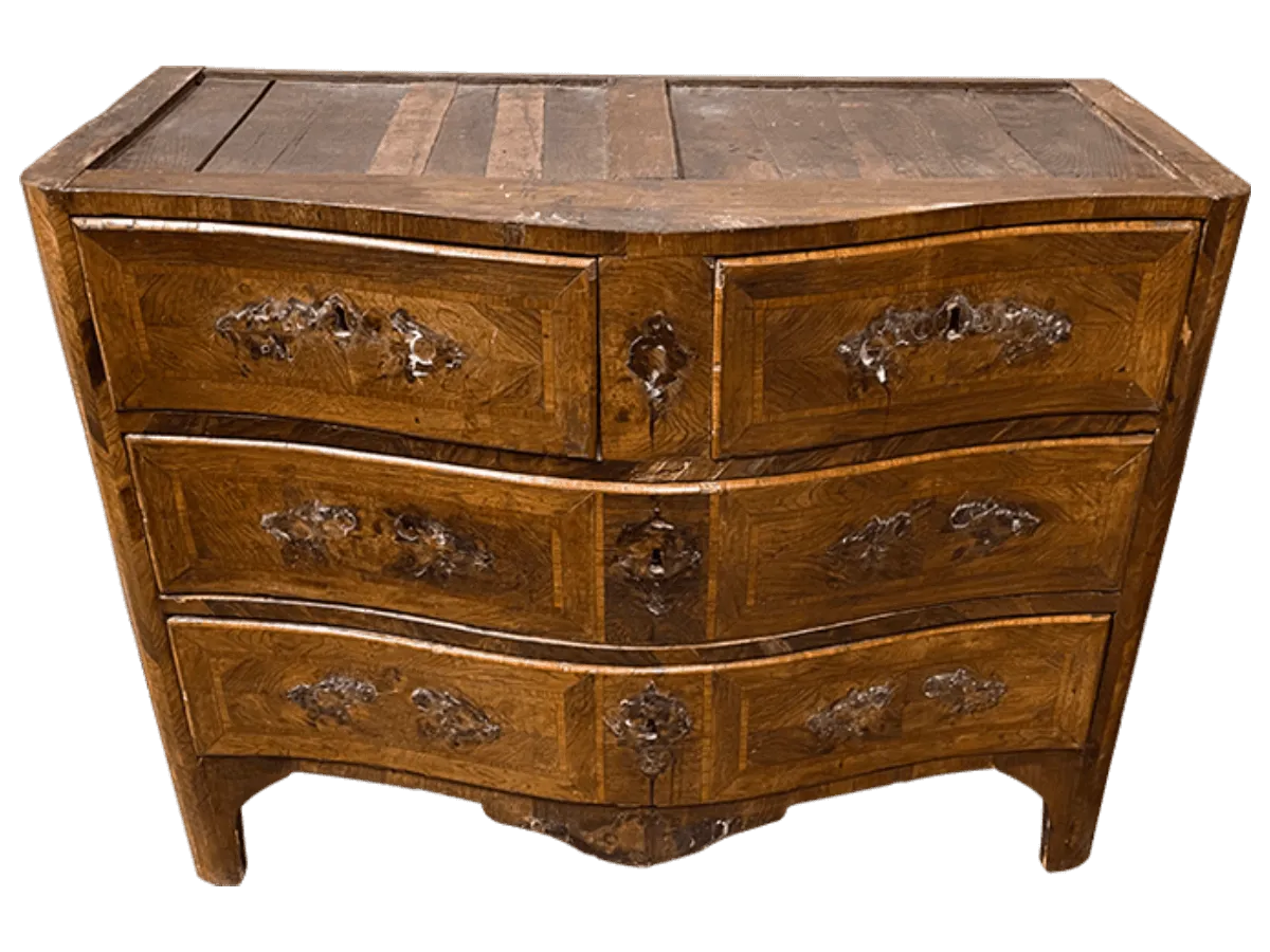 Avant restauration. Commode d'époque Louis XIV Avant restauration. Restauration à Paris - Vincennes d'une commode d'époque Louis XIV