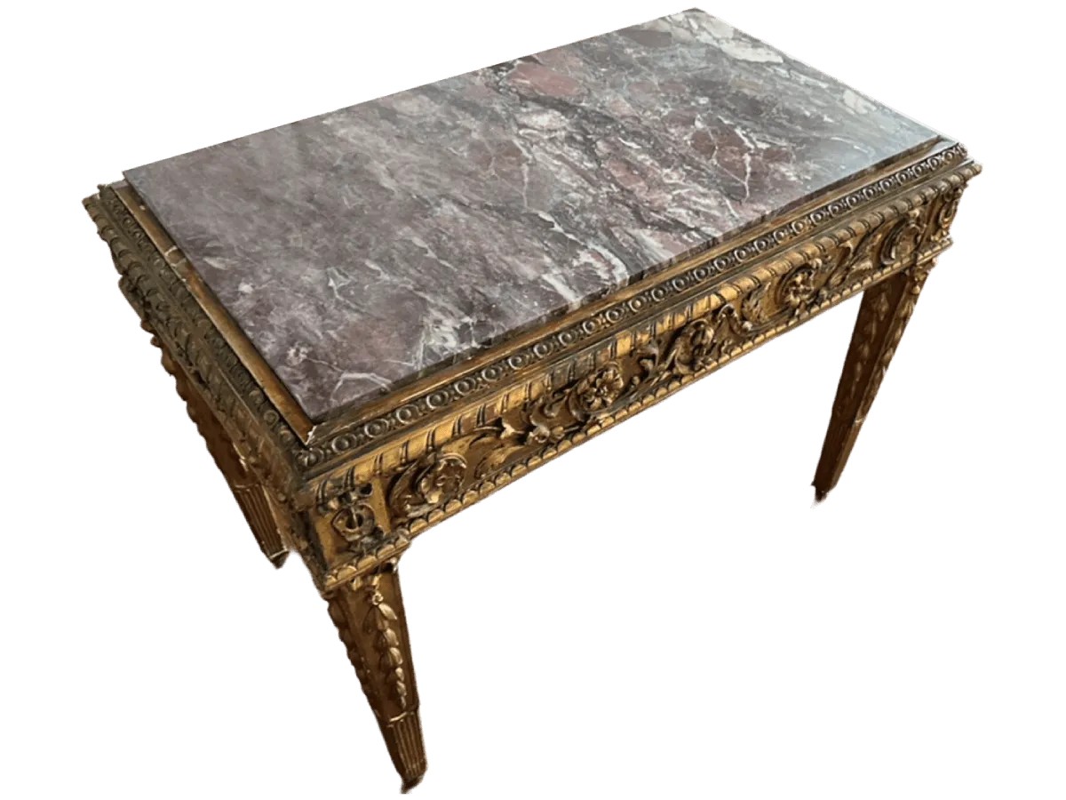 Avant restauration. Console d'époque Louis XVI Avant restauration. Restauration à Paris - Vincennes d'une console d'époque Louis XVI